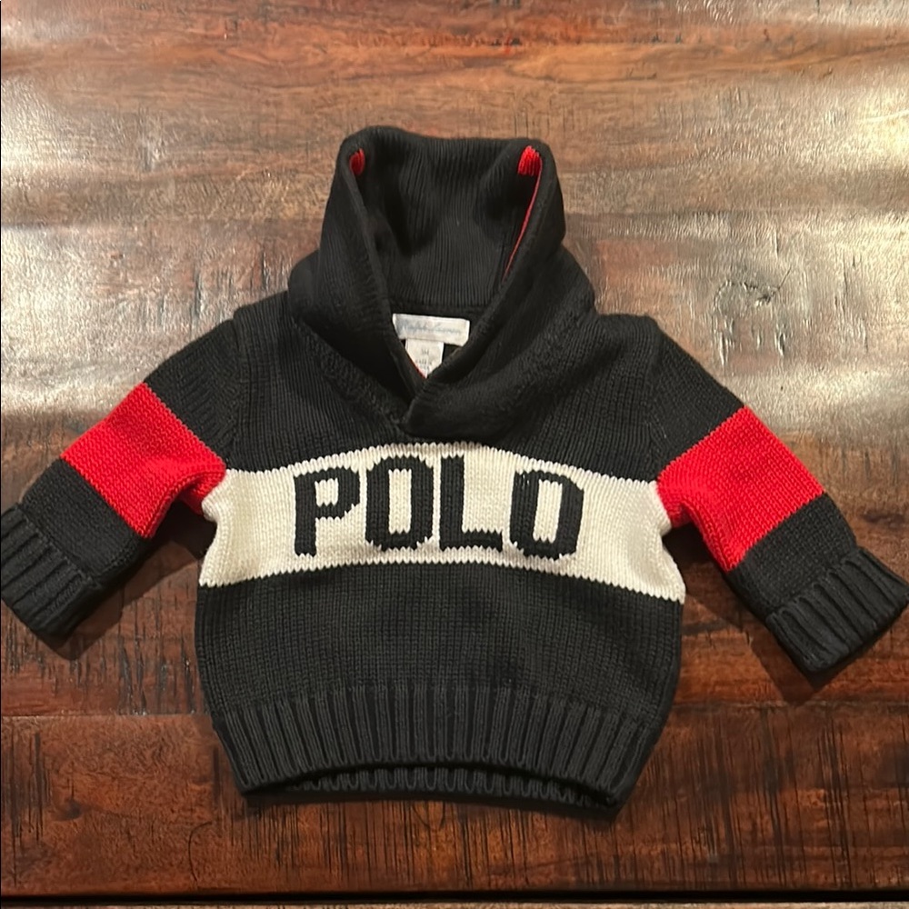 Polo Black and Red Knit Sweater